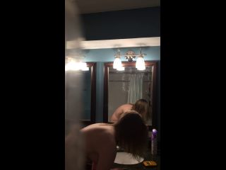 Sexy Blonde Changing Top In Bathroom