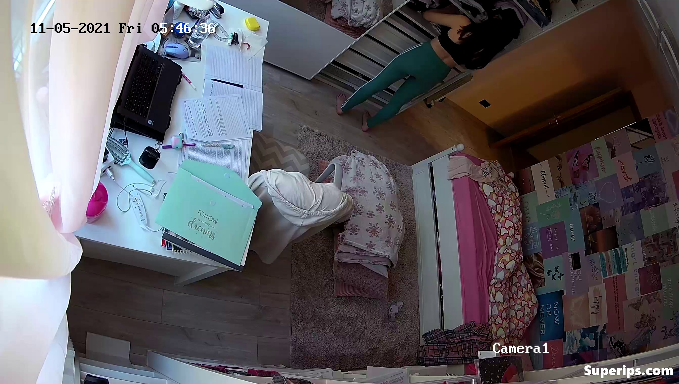 IPCAM – Gorgeous college girl gets dressed in her room