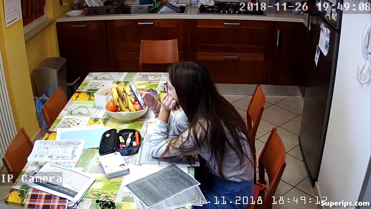 IPCAM – Young American girl masturbates in the kitchen