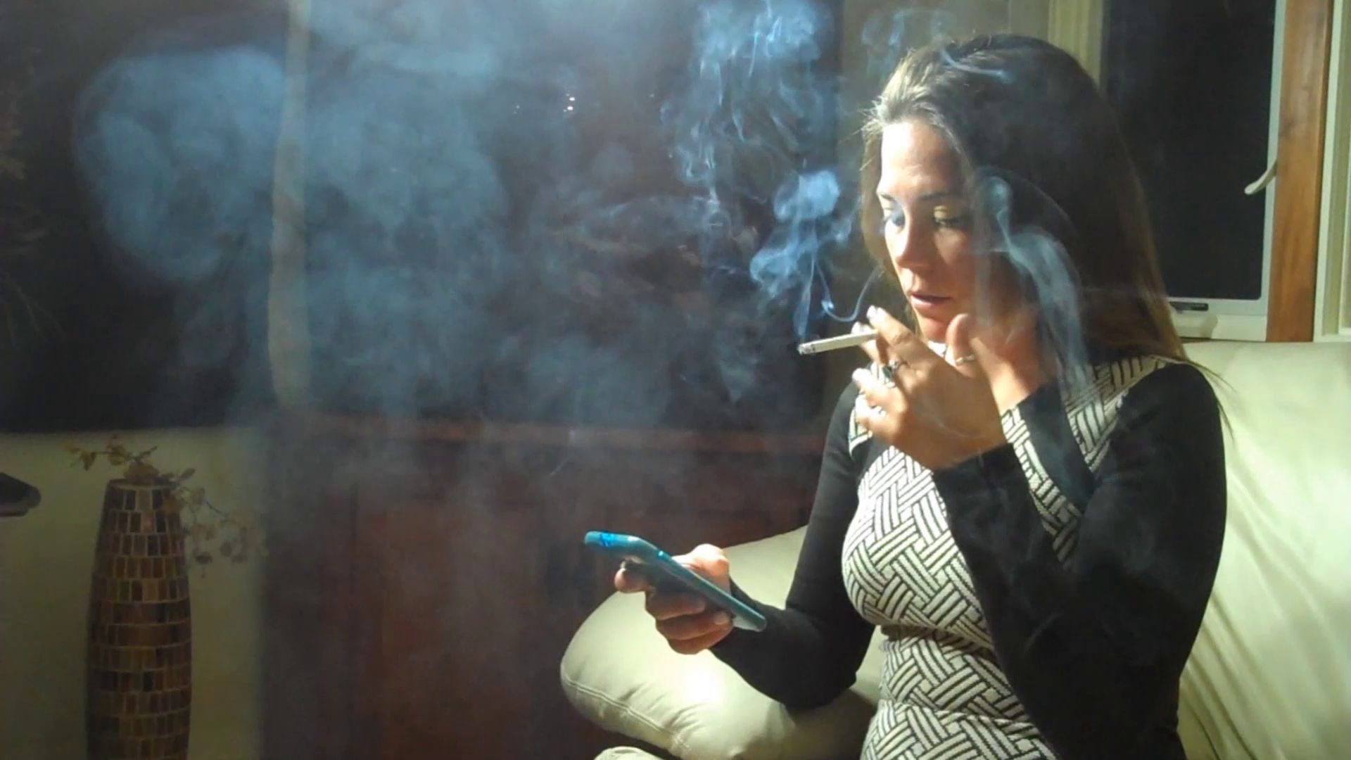 Kristen Blows Smoke at Her Cell-Phone San Francisco Girls