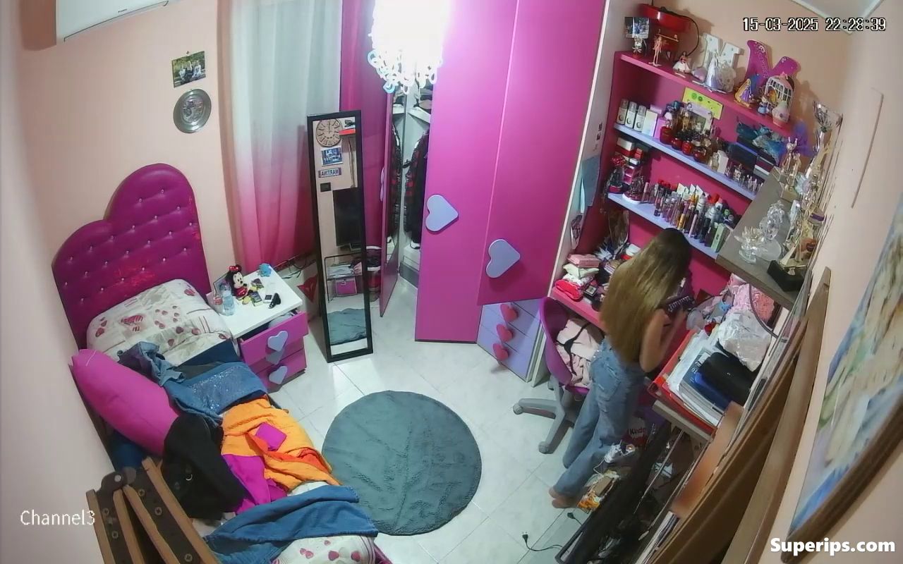 IPCAM –  Petite Italian girl gets dressed in her room