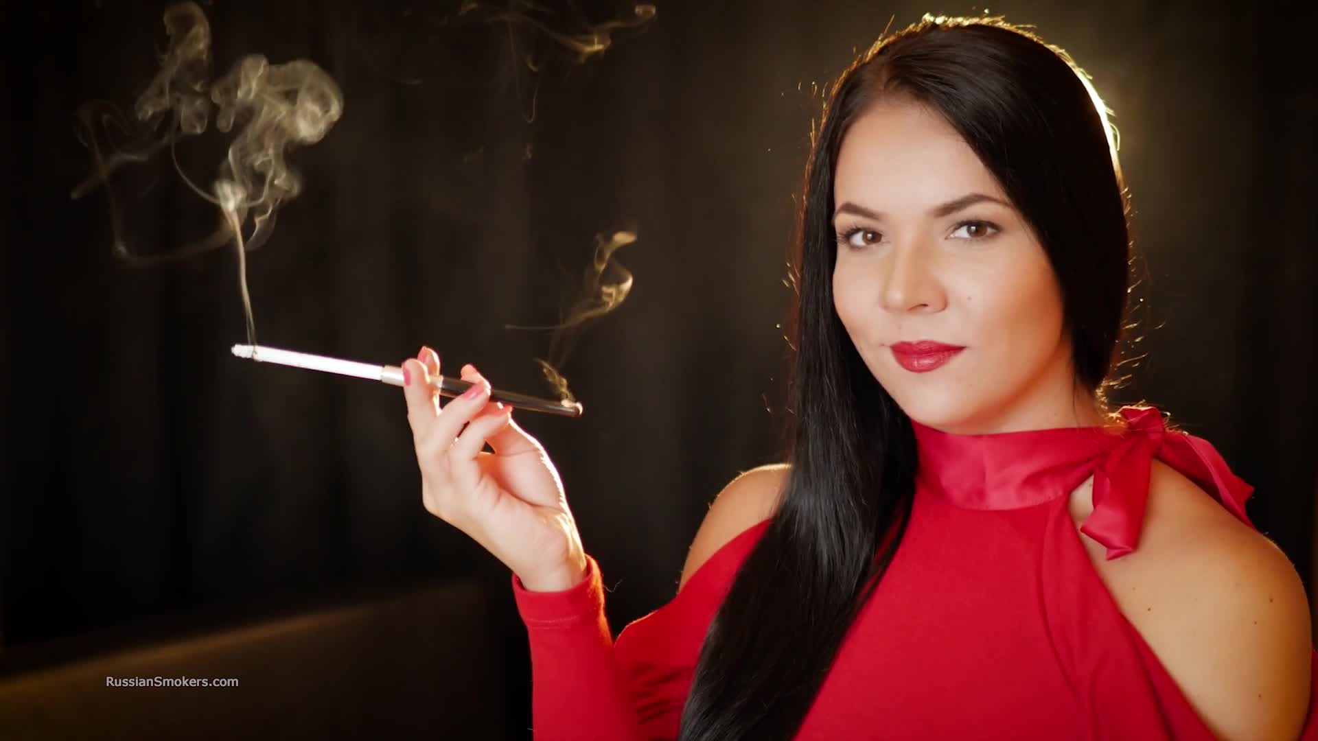 Tanya smoking a 120mm cigarette with a holder RussianSmokers