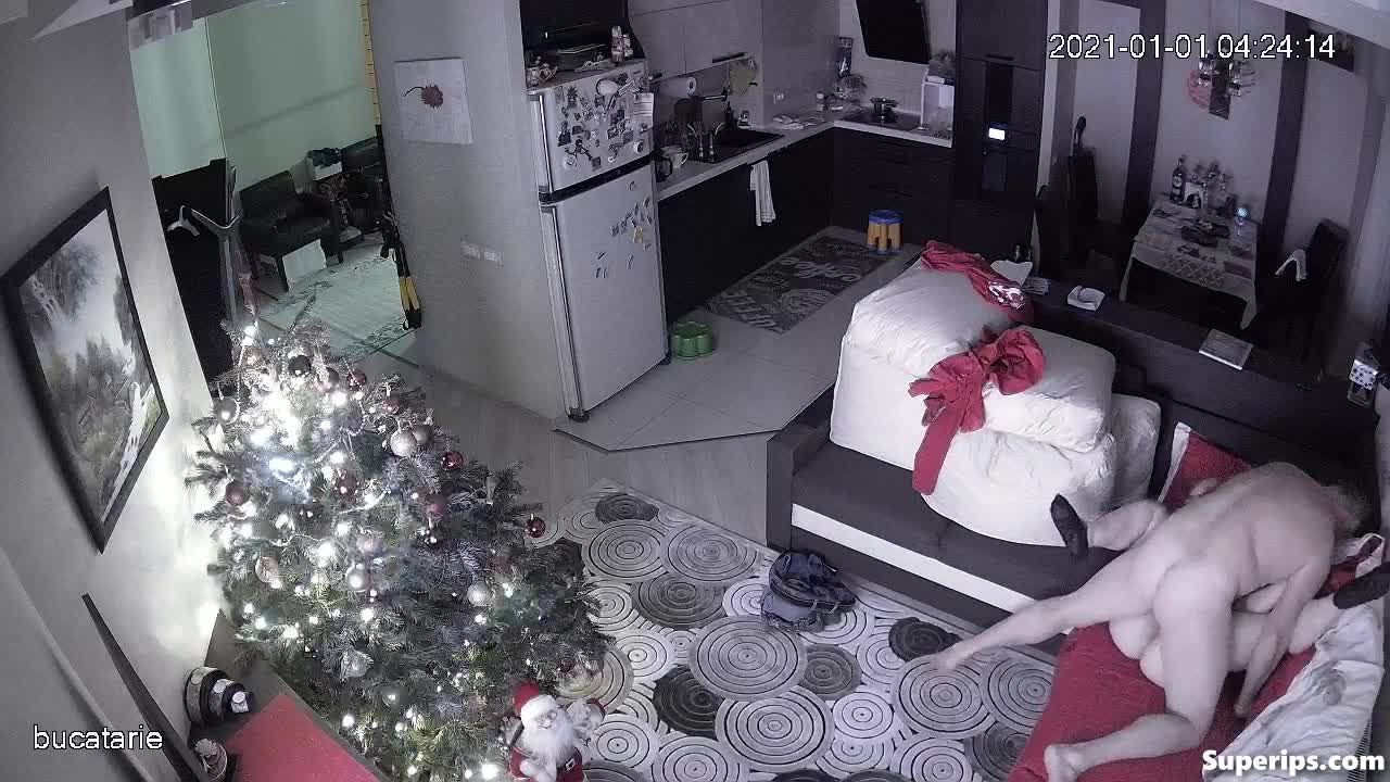 IPCAM – Naughty Slavic parents fuck at Christmas